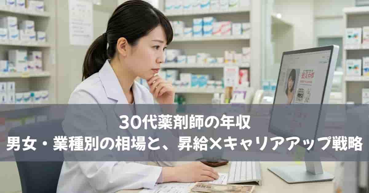 30代薬剤師の年収｜男女・業種別の相場と、昇給×キャリアアップ戦略