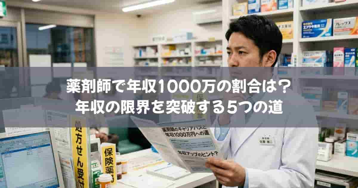 薬剤師で年収1000万の割合は？年収の限界を突破する5つの道